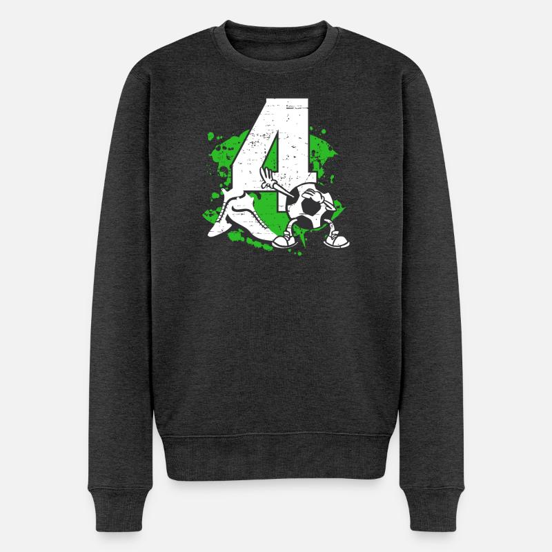Fußballer und Vier Jahre alt - Männer Premium Bio Pullover - Anthrazit meliert