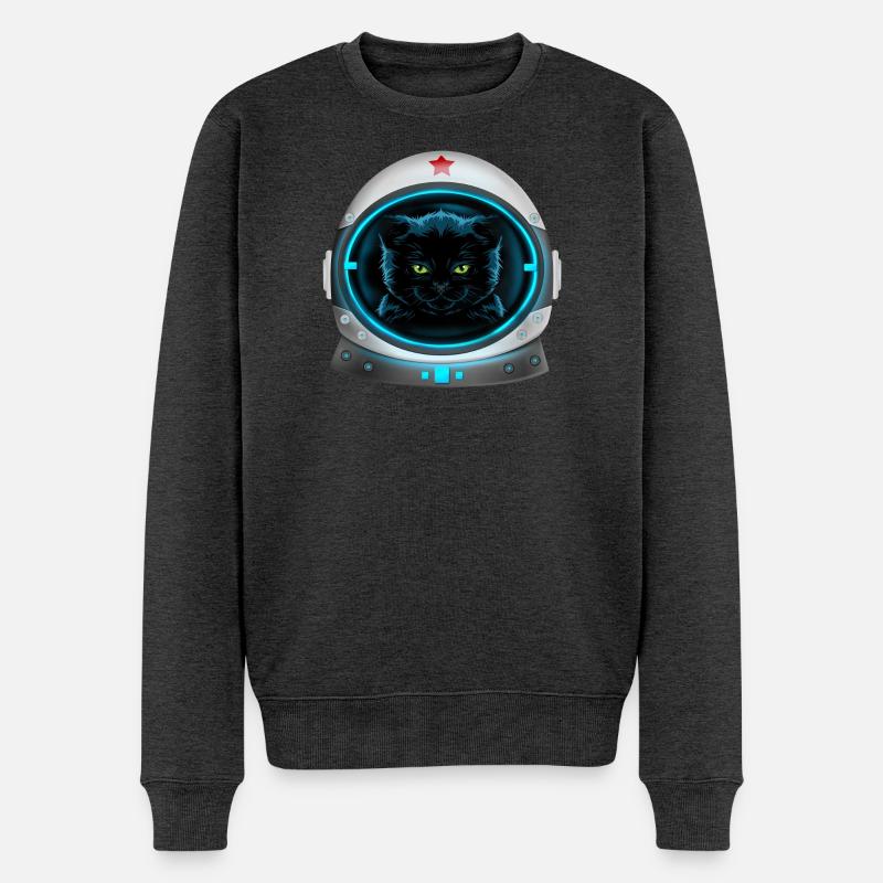 astronaute chat de l’espace en colère - Pull Premium bio Homme - anthracite chiné