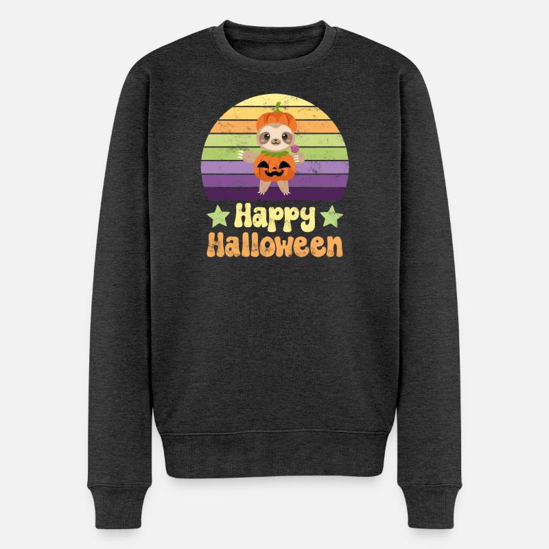 Halloween Faultier - Männer Premium Bio Pullover - Anthrazit meliert