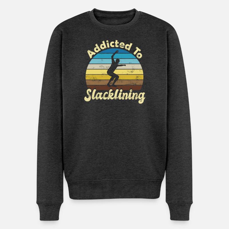 Slackline Slacken Slacklining - Männer Premium Bio Pullover - Anthrazit meliert