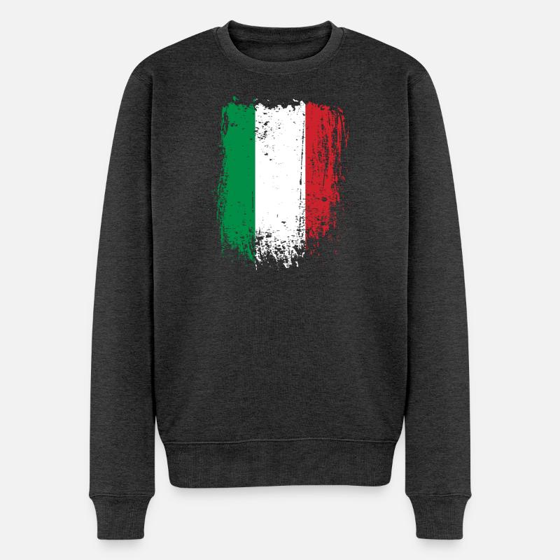 Drapeau de l’Italie Pinceau Grunge - Pull Premium bio Homme - anthracite chiné