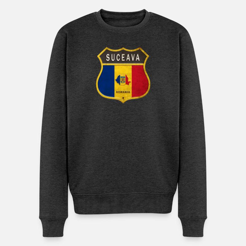 Suceava Rumänien Wappen Design - Männer Premium Bio Pullover - Anthrazit meliert