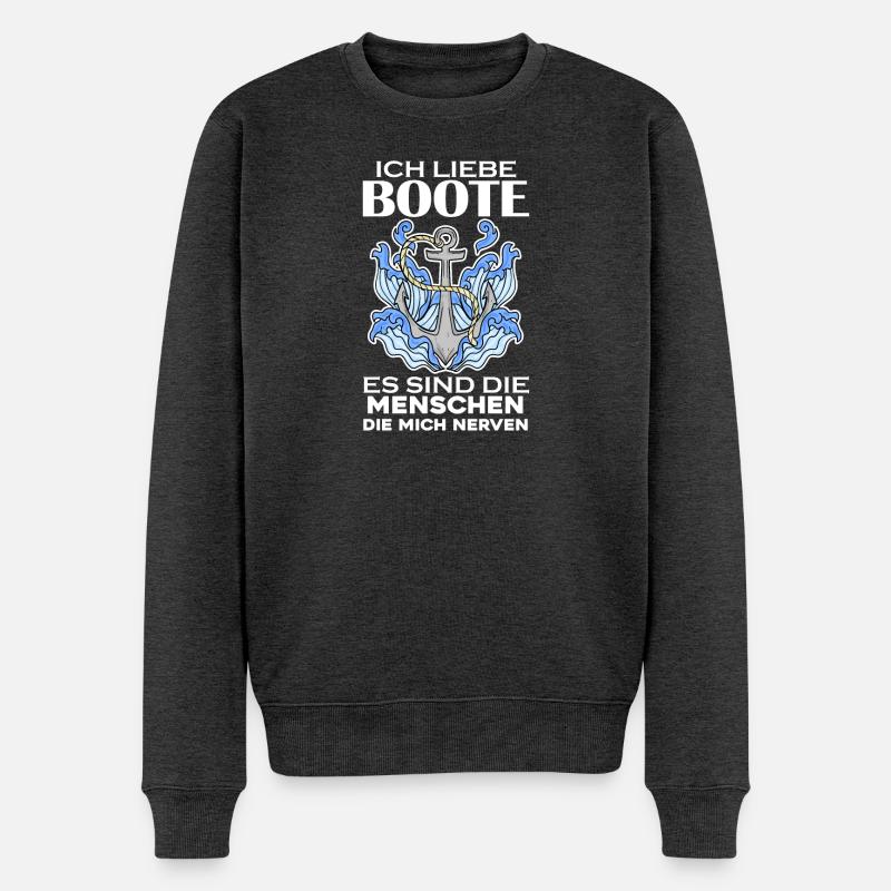 Motorboot Kapitän Boot - Männer Premium Bio Pullover - Anthrazit meliert