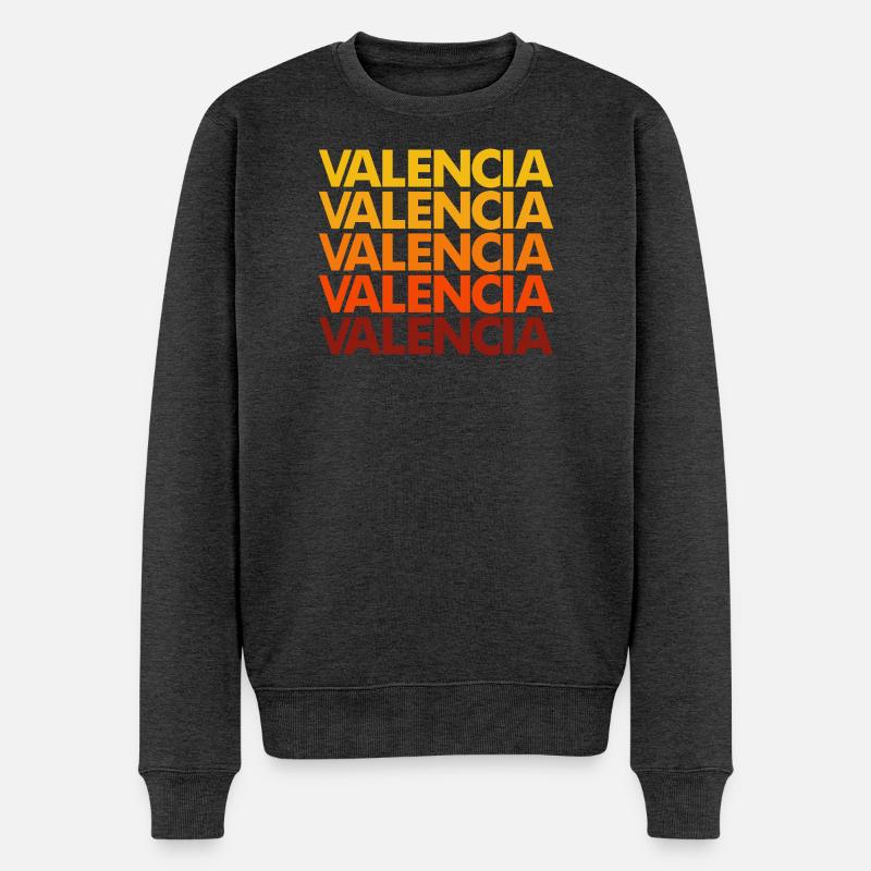 Valencia Gradient Schriftstapel - Männer Premium Bio Pullover - Anthrazit meliert