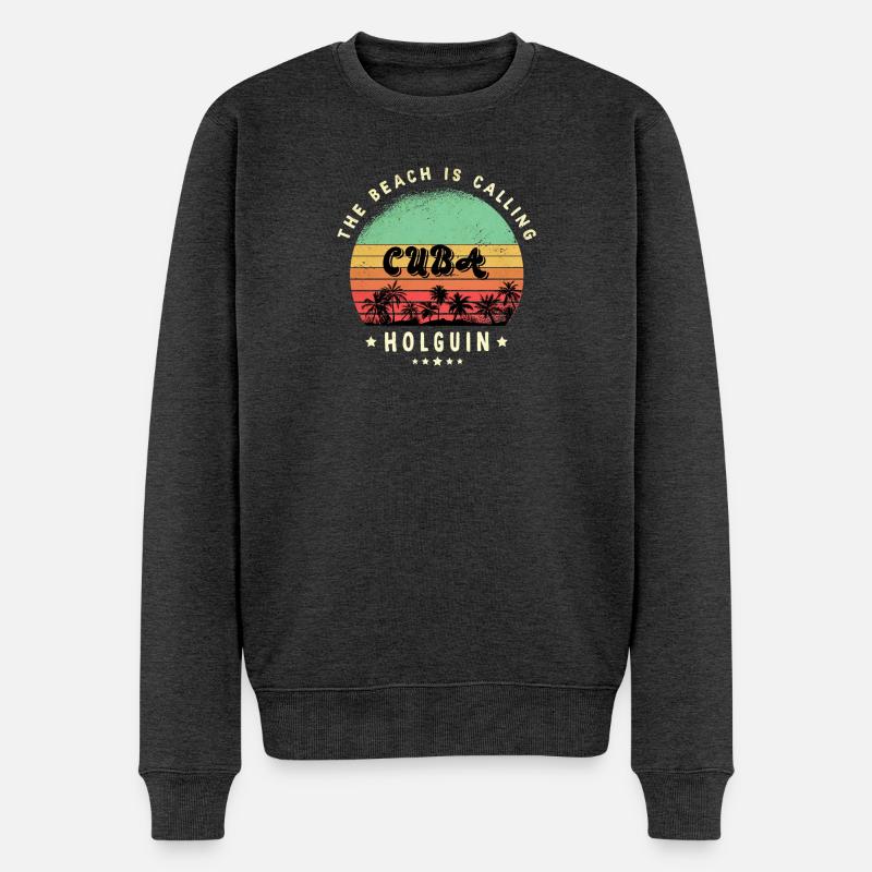 Modèle de plage Holguin Cuba - Pull Premium bio Homme - anthracite chiné