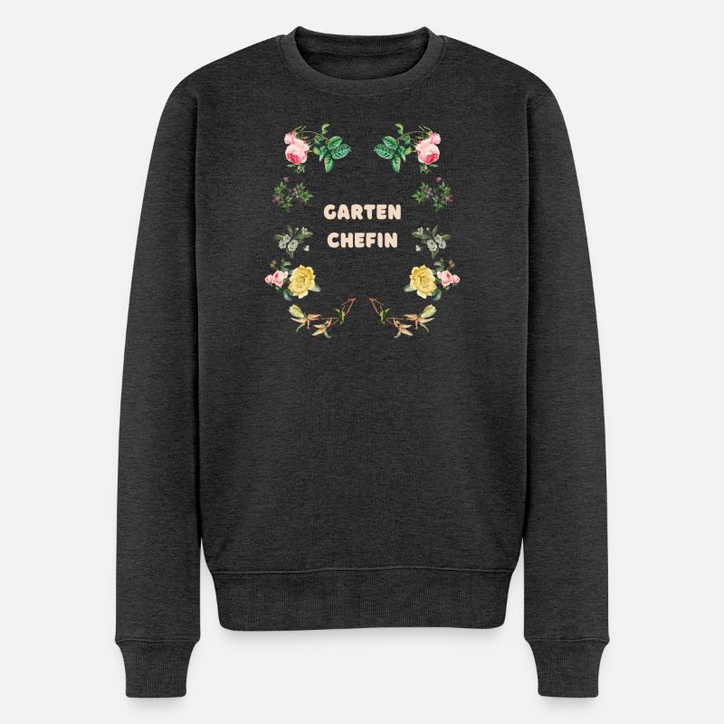 Garten Chefin Blumen Design - Männer Premium Bio Pullover - Anthrazit meliert