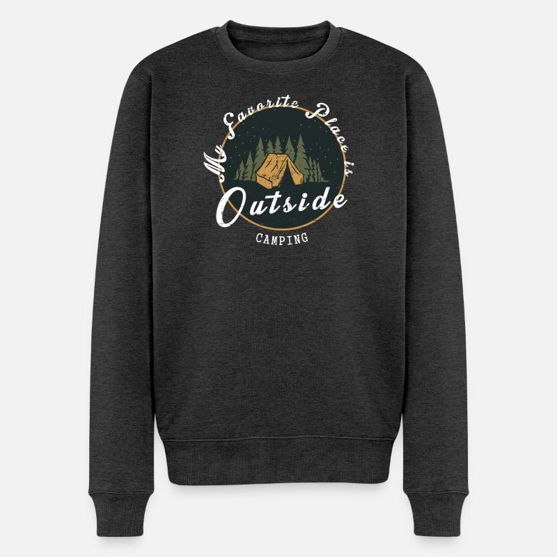 Mein Lieblingsplatz ist Draußen - Männer Premium Bio Pullover - Anthrazit meliert