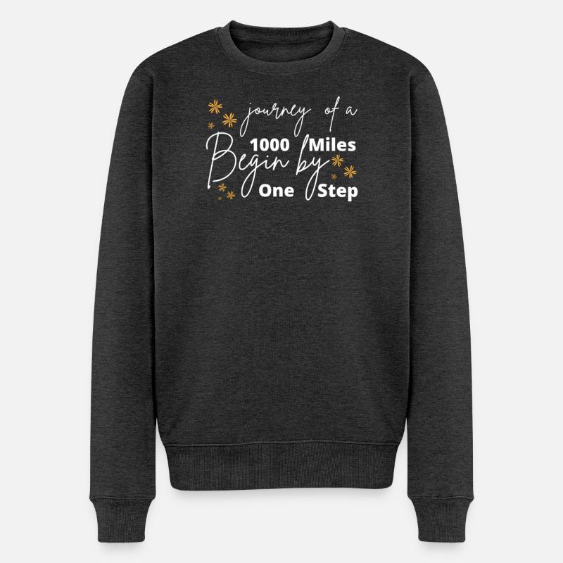 Eine Reise von tausend Meilen beginnt mit einem einzigen Schritt - Männer Premium Bio Pullover - Anthrazit meliert