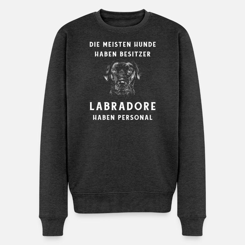 Lustiges Labrador Design - Männer Premium Bio Pullover - Anthrazit meliert
