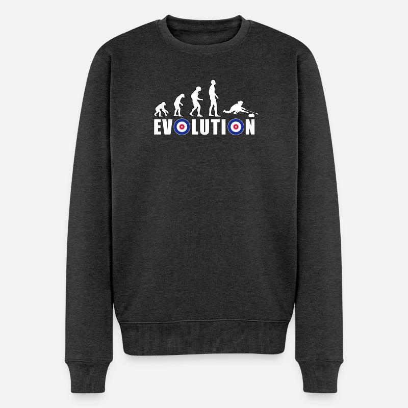 EVOLUTION CURLING Eisstockschießen Geschenk Winter - Männer Premium Bio Pullover - Anthrazit meliert