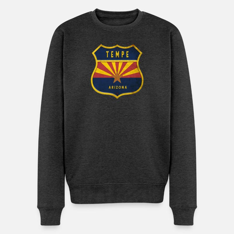 Tempe Arizona Flaggen Wappen Design - Männer Premium Bio Pullover - Anthrazit meliert