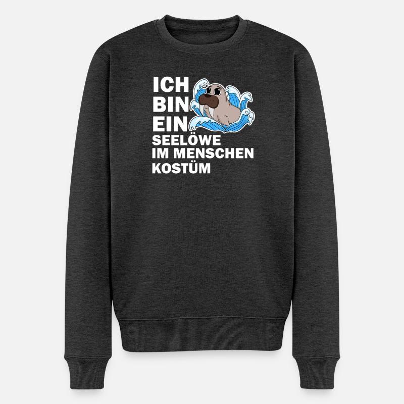 Walross - Männer Premium Bio Pullover - Anthrazit meliert