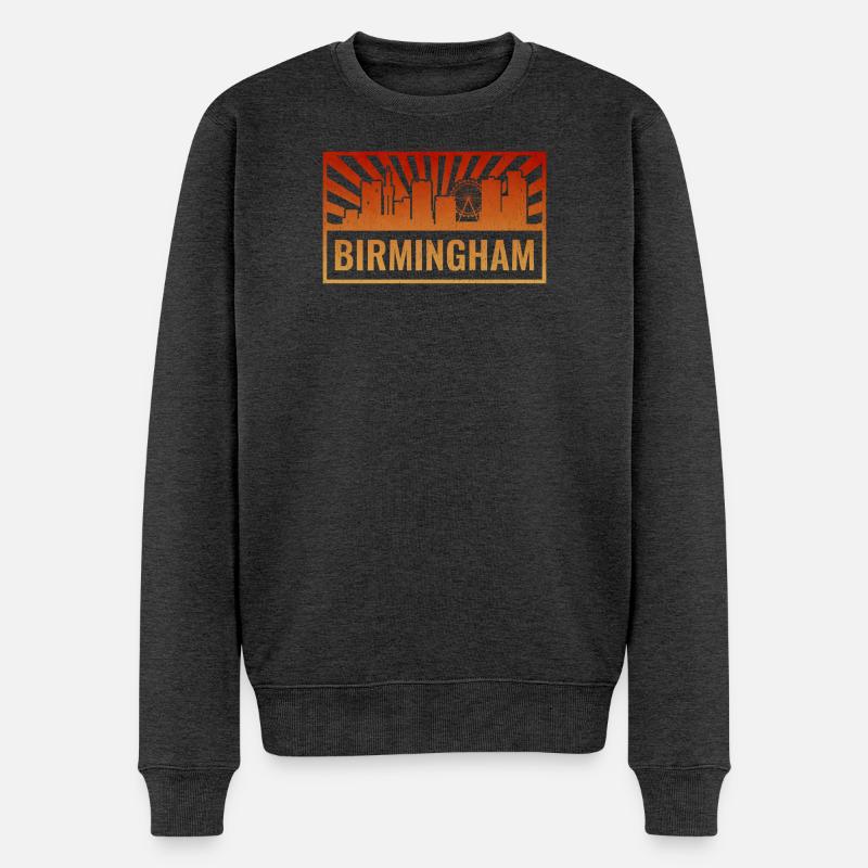 Birmingham Skyline Sonnenstrahlen - Männer Premium Bio Pullover - Anthrazit meliert