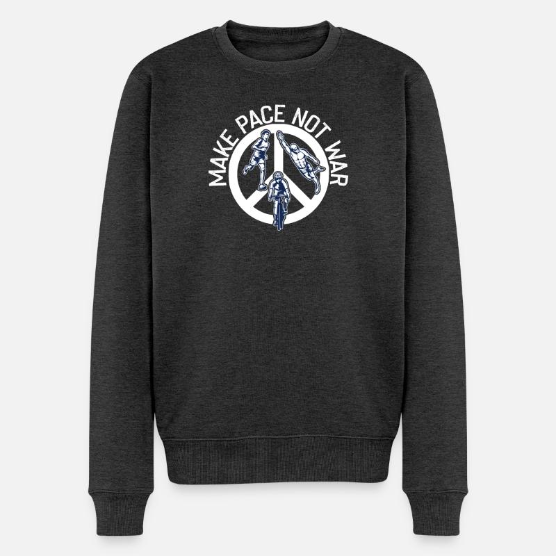 Mach Tempo Statt Krieg Triathlet - Männer Premium Bio Pullover - Anthrazit meliert