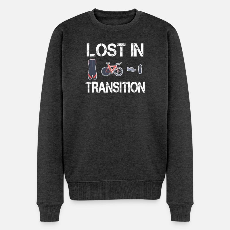 Triathlon triathlète perdu en transition - Pull Premium bio Homme - anthracite chiné