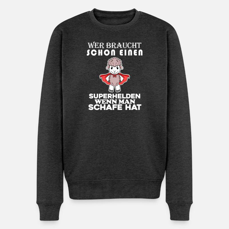 Schaf Superheld Hirte - Männer Premium Bio Pullover - Anthrazit meliert