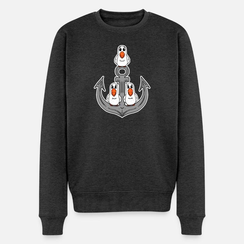 Mouettes Ancre de mouette - Pull Premium bio Homme - anthracite chiné