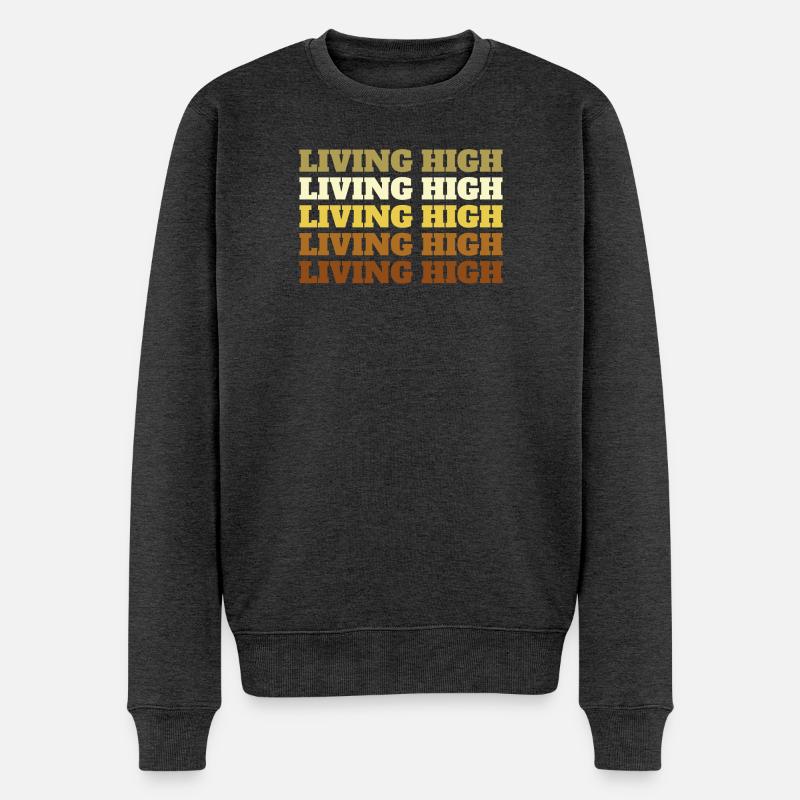 Living High - Männer Premium Bio Pullover - Anthrazit meliert