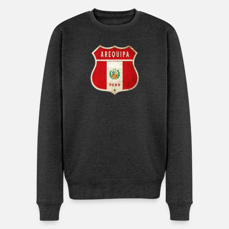 Arequipa Peru Wappen Flaggen Design - Männer Premium Bio Pullover - Anthrazit meliert