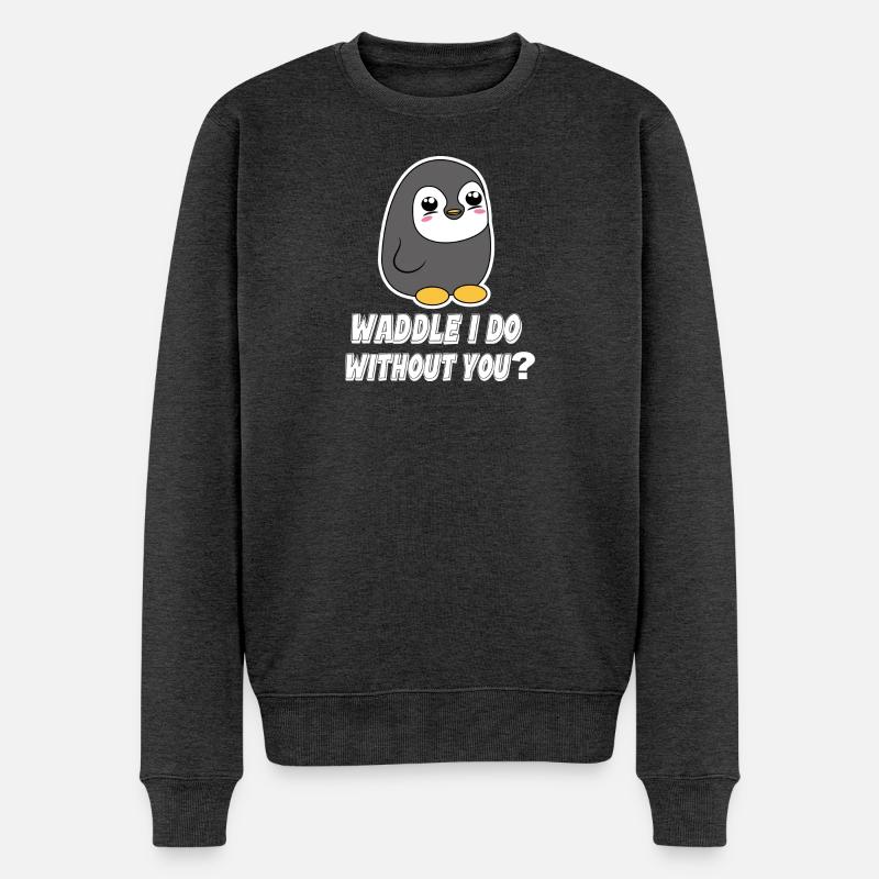 Pinguin Tier Vogel Statement Seevogel Zoo - Männer Premium Bio Pullover - Anthrazit meliert