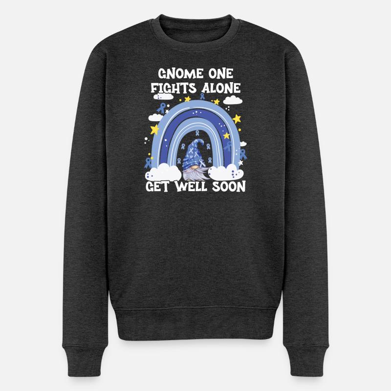 Gnome One Fights Alone Darmkrebs - Männer Premium Bio Pullover - Anthrazit meliert