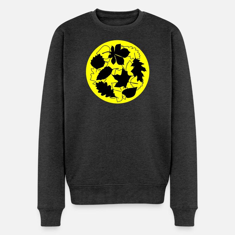 Herbst Kreis Blätter - Männer Premium Bio Pullover - Anthrazit meliert