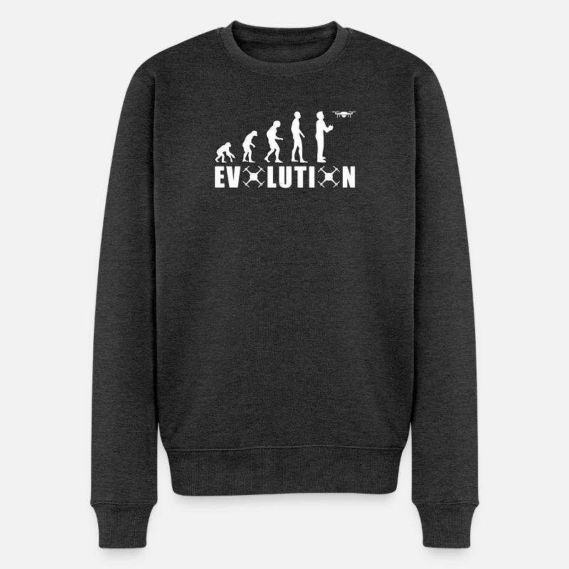 EVOLUTION DRONE Cadeau Pilote au sol Vol - Pull Premium bio Homme - anthracite chiné