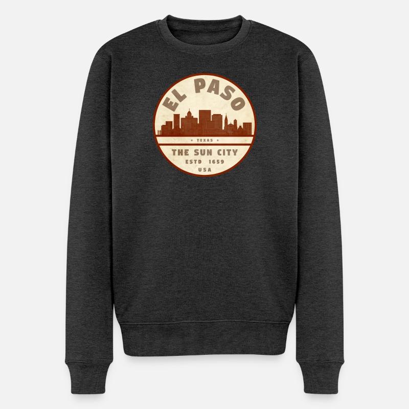 El Paso Skyline Vintage Seal - Männer Premium Bio Pullover - Anthrazit meliert