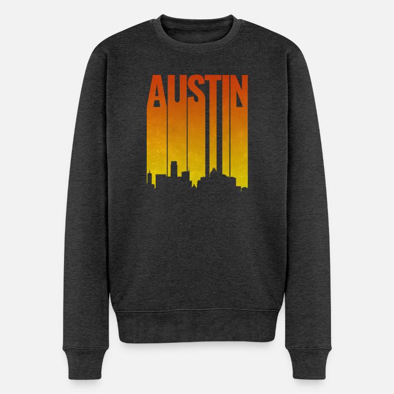 Austin Skyline Abendlicht - Männer Premium Bio Pullover - Anthrazit meliert