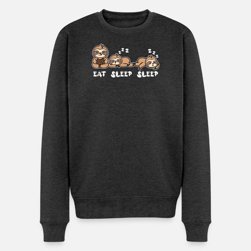 Cool Vegetarier Relax Faultier Langschläfer Spruch - Männer Premium Bio Pullover - Anthrazit meliert