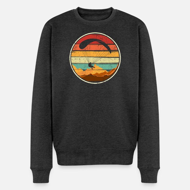 Sunset Surfer Abzeichen-Kreis - Männer Premium Bio Pullover - Anthrazit meliert