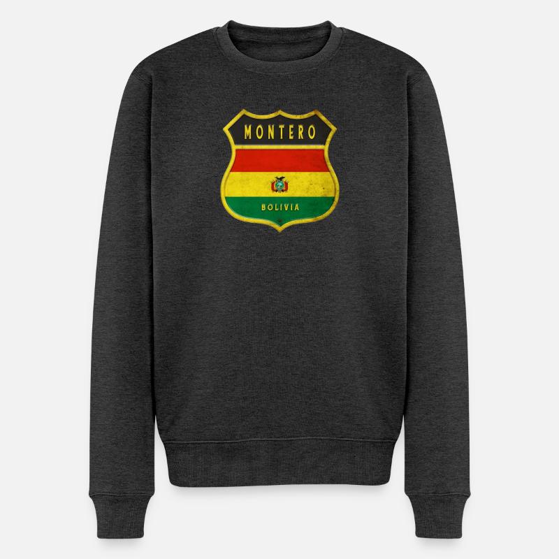 Montero Bolivien Wappen Design - Männer Premium Bio Pullover - Anthrazit meliert