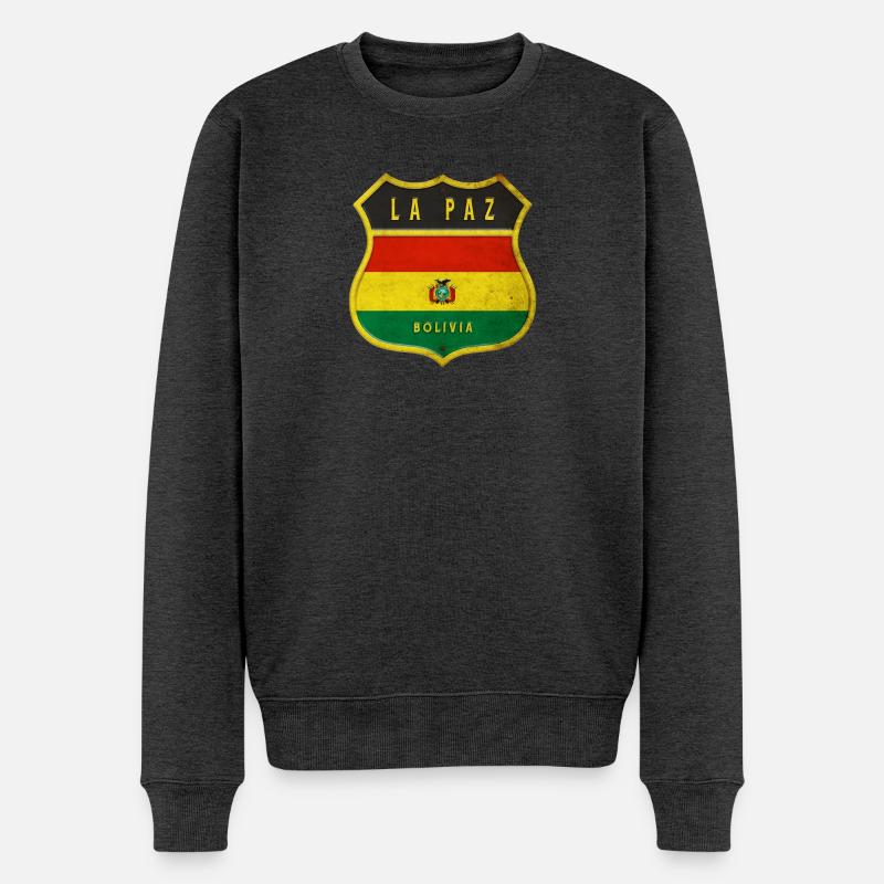 La Paz Bolivien Wappen Design - Männer Premium Bio Pullover - Anthrazit meliert