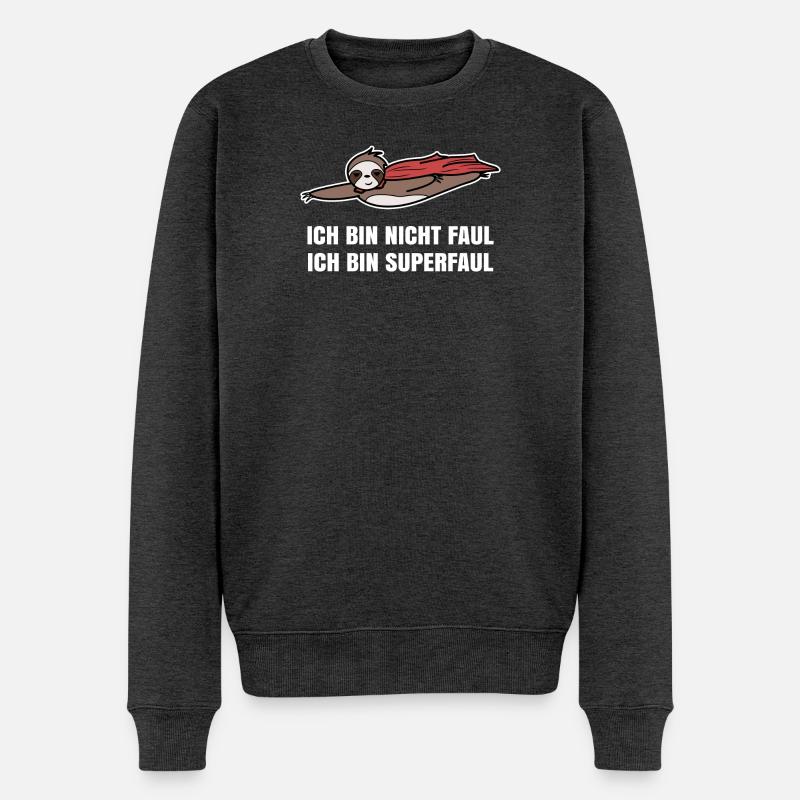 Faul Relax Faultier Chillen Spruch Zoo Säugetier - Männer Premium Bio Pullover - Anthrazit meliert