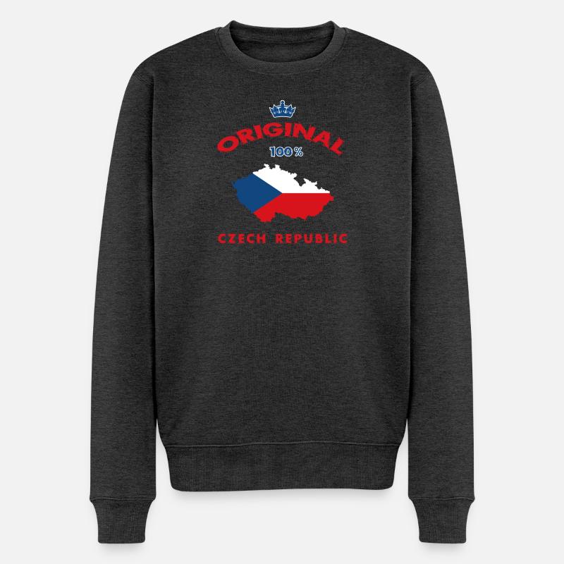 Tschechien Original 100% Flaggen Design - Männer Premium Bio Pullover - Anthrazit meliert