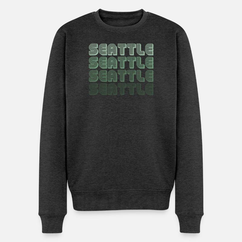 Seattle Retro Blockletters - Männer Premium Bio Pullover - Anthrazit meliert