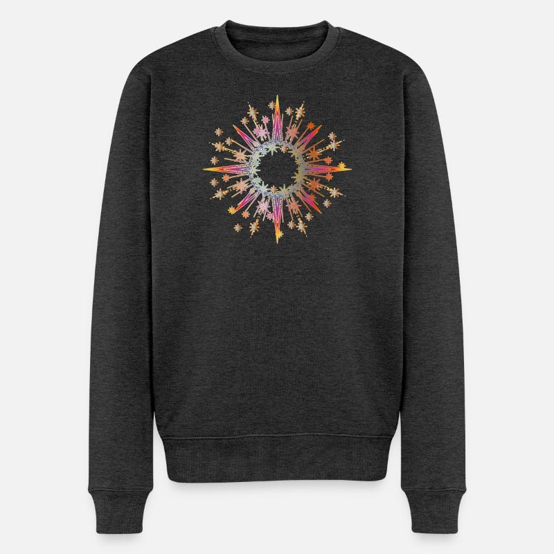 funkelnder und strahlender Stern als Rahmen - Männer Premium Bio Pullover - Anthrazit meliert