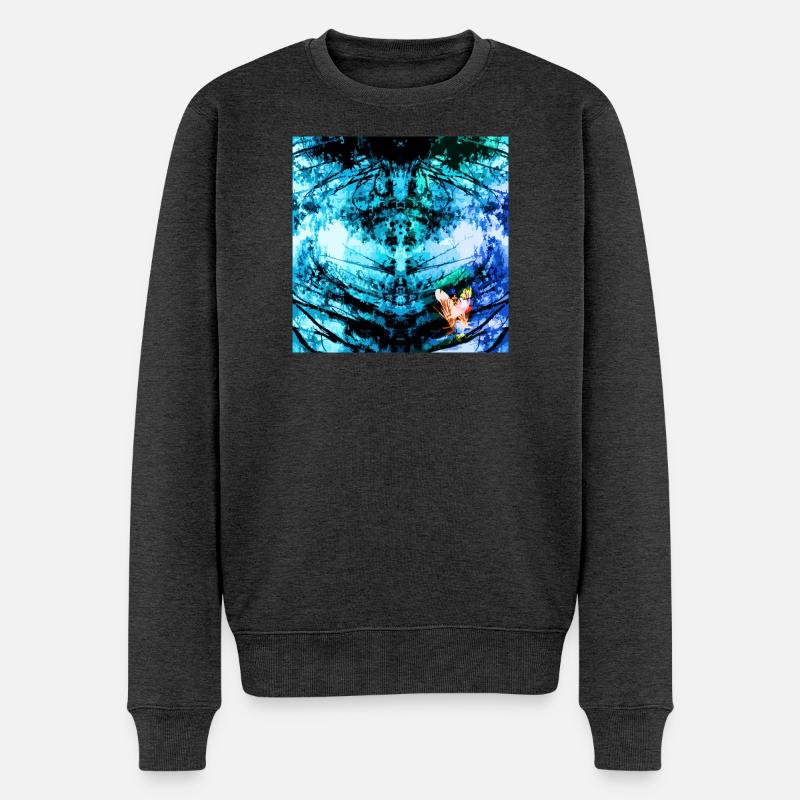 Papillon psychédélique bleu - Pull Premium bio Homme - anthracite chiné