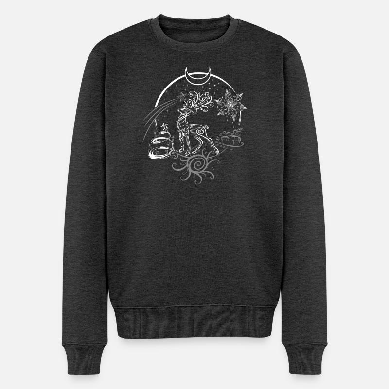 Nuit de Noël de Noël en bois de cerf - Pull Premium bio Homme - anthracite chiné