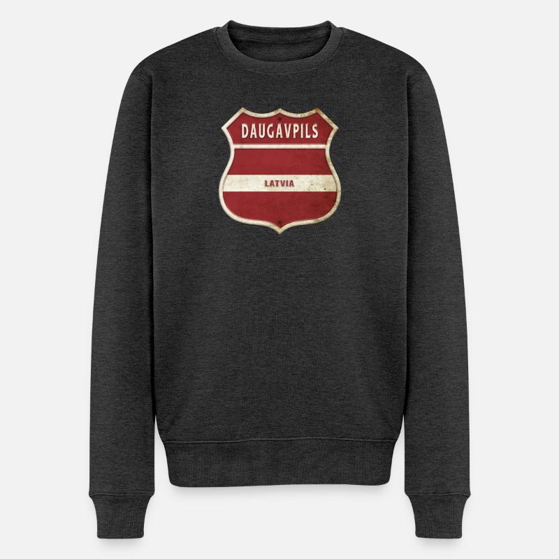Daugavpils Lettland Wappen Flaggen Design - Männer Premium Bio Pullover - Anthrazit meliert