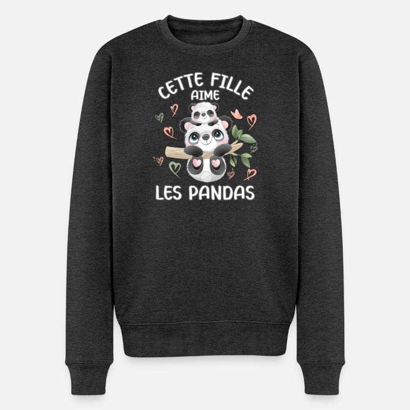 Dieses Mädchen Liebt Pandas - Männer Premium Bio Pullover - Anthrazit meliert
