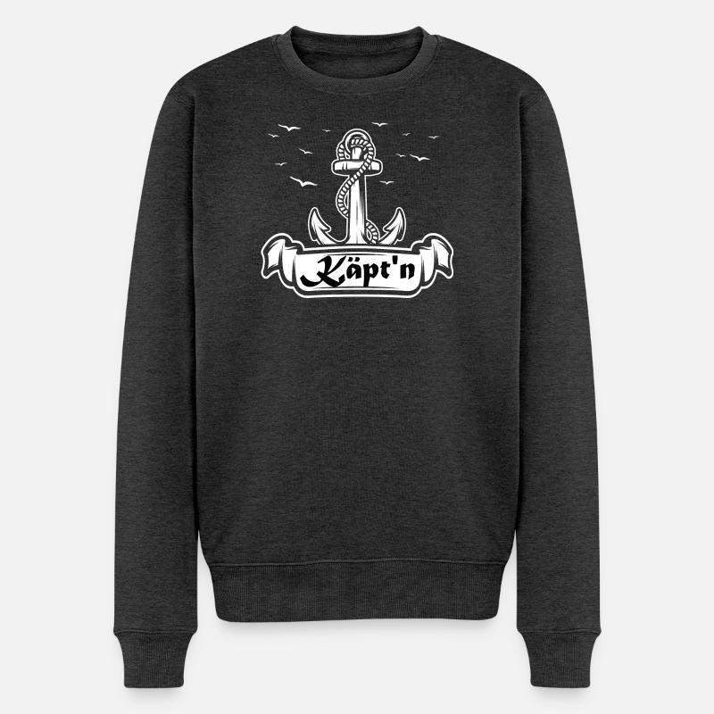 Captain Anchor Seafaring Logo - Pull Premium bio Homme - anthracite chiné