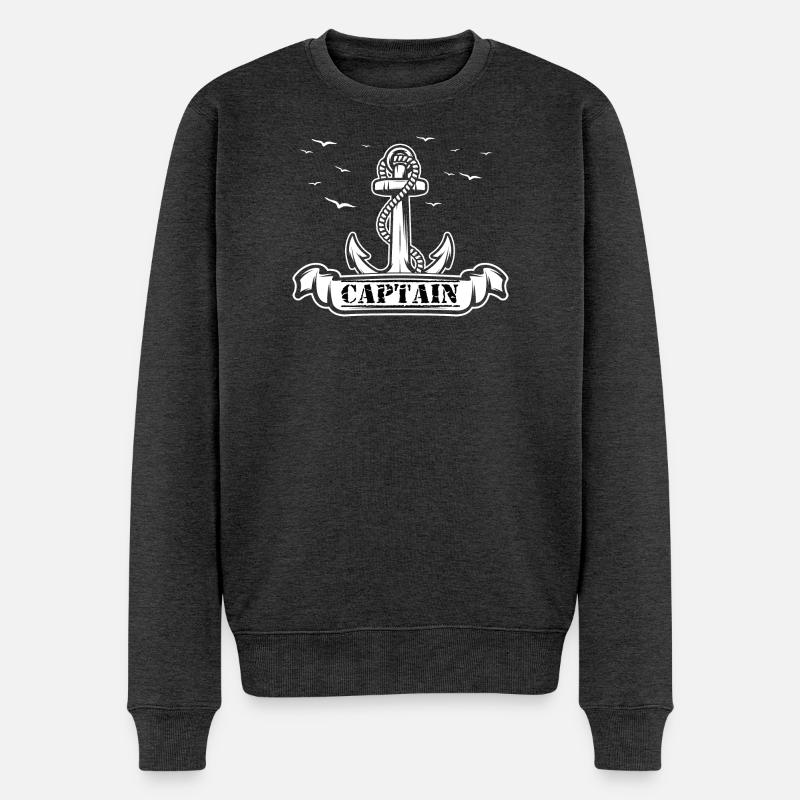 Kapitänsanker Motiv - Männer Premium Bio Pullover - Anthrazit meliert