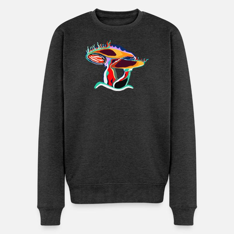 Bunter Pilz Farbenmix Kunst - Männer Premium Bio Pullover - Anthrazit meliert