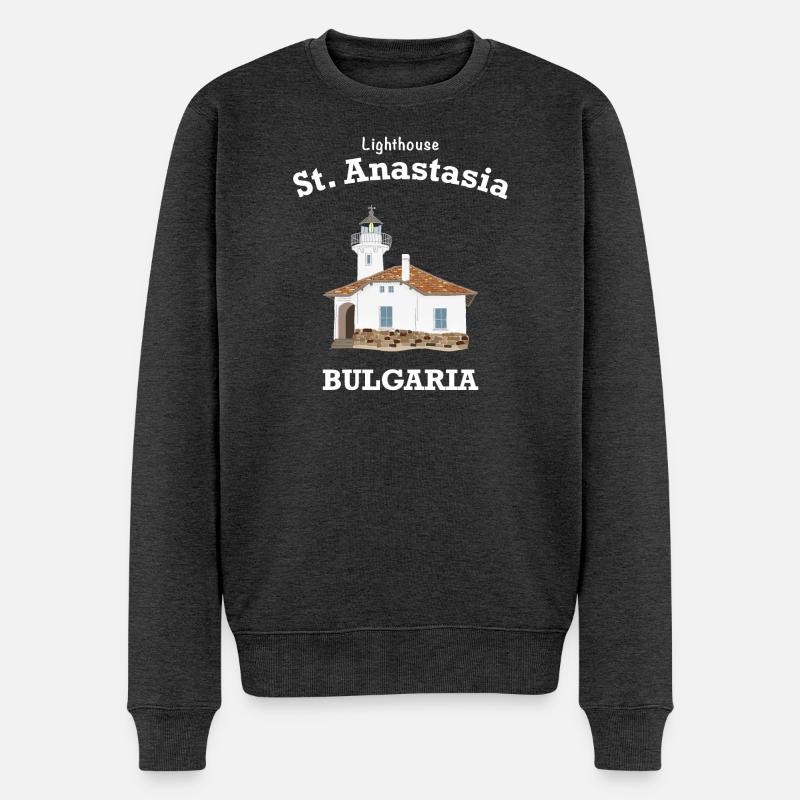 Bulgarien Leuchtturm Klosterinsel St. Anastasia - Männer Premium Bio Pullover - Anthrazit meliert