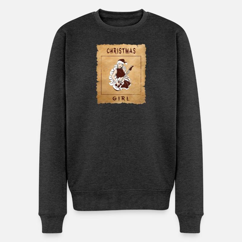 Weihnachtsmädchen - Männer Premium Bio Pullover - Anthrazit meliert