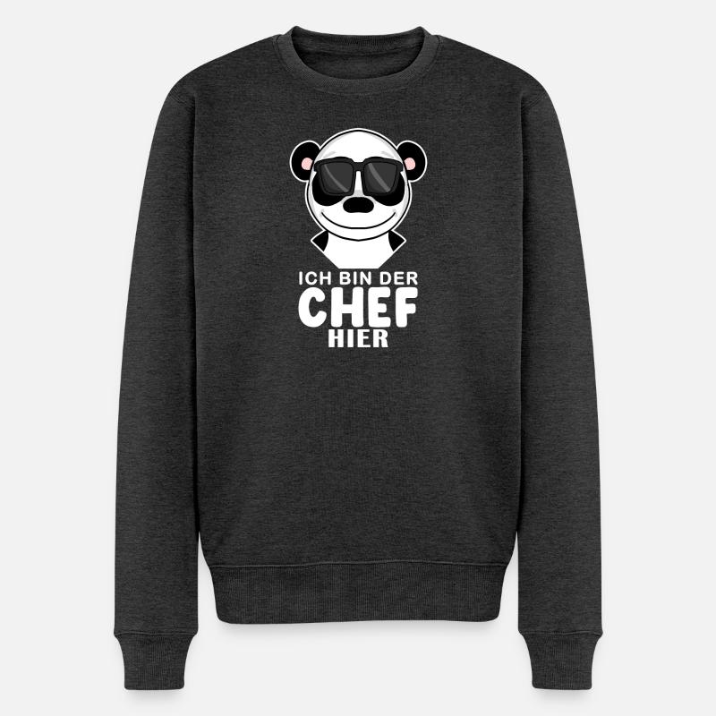 Cool Panda Chef - Männer Premium Bio Pullover - Anthrazit meliert