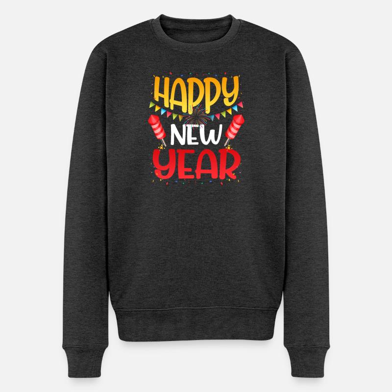 Silvester Happy newYear Rocket - Männer Premium Bio Pullover - Anthrazit meliert