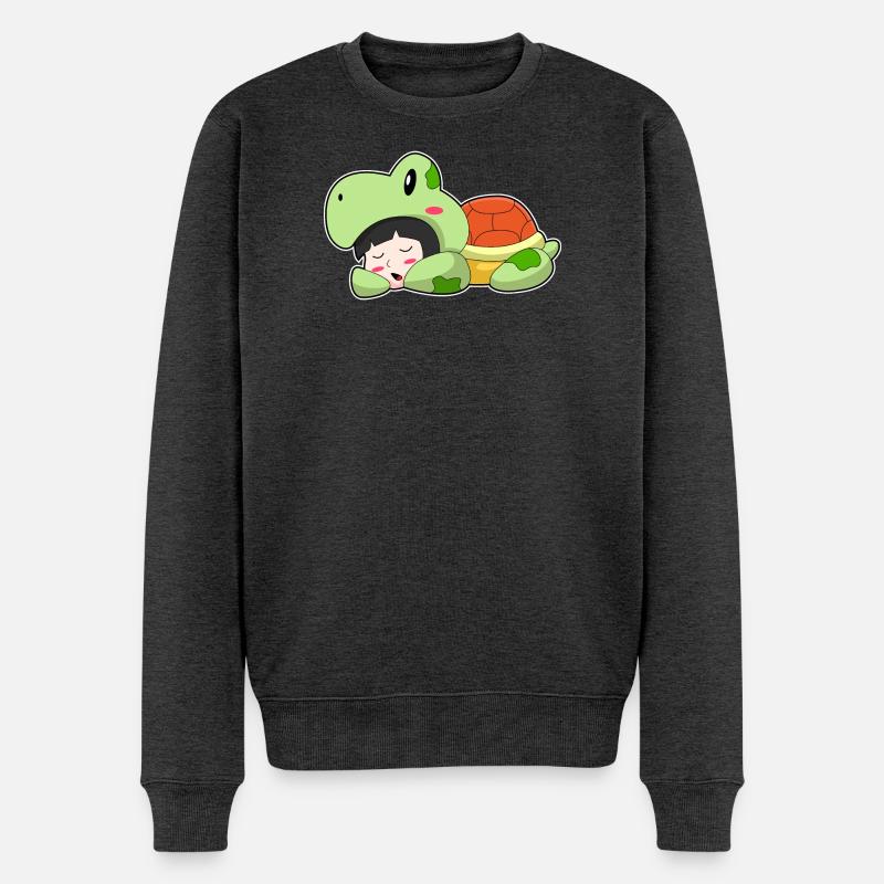 Schildkröte Schlafen - Männer Premium Bio Pullover - Anthrazit meliert