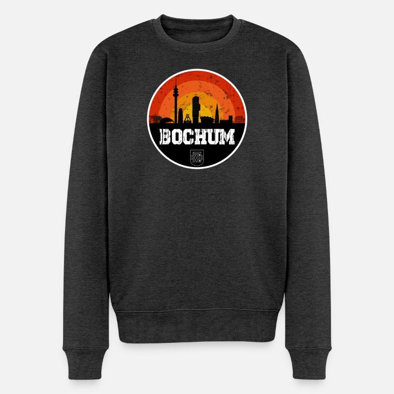 Bochum Skyline mit Wappen - Männer Premium Bio Pullover - Anthrazit meliert